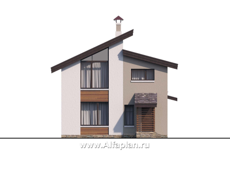 Проекты домов Альфаплан - «Оптима»- стильный небольшой дом - превью фасада №4