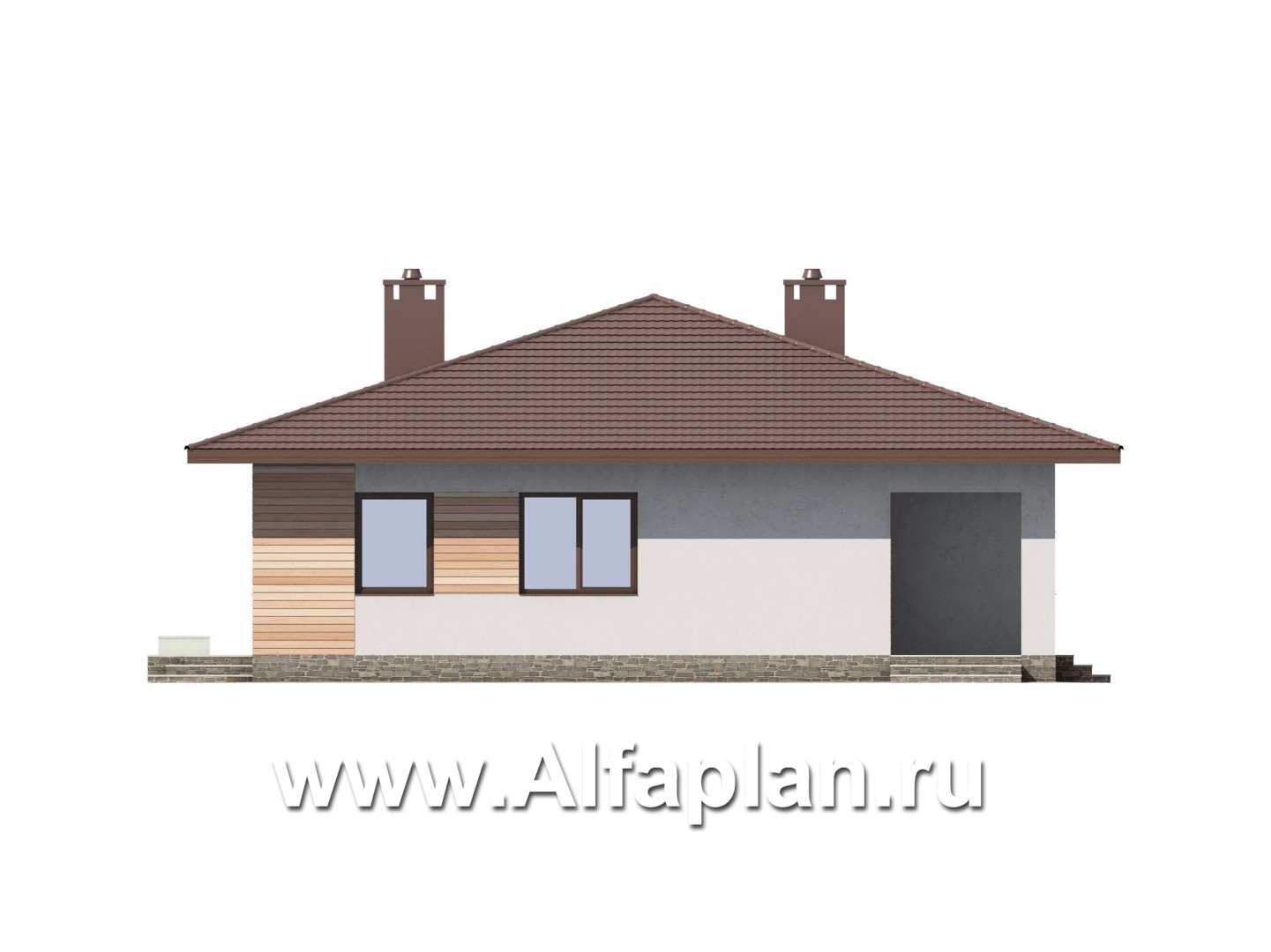Проекты домов Альфаплан - Одноэтажный загородный дом - изображение фасада №3