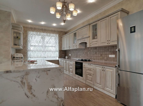 Проекты домов Альфаплан - «Голицын» - коттедж с двусветной гостиной и цоколем - превью дополнительного изображения №5