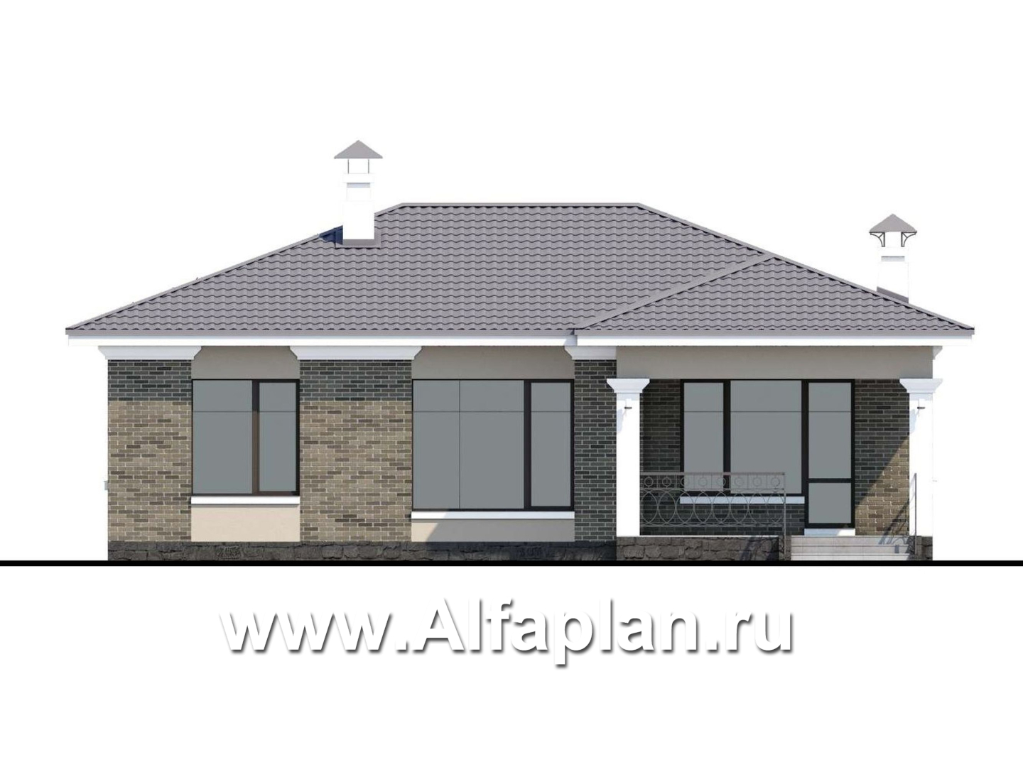 Проекты домов Альфаплан - «Жасмин» - одноэтажный дом в классическом стиле - изображение фасада №4