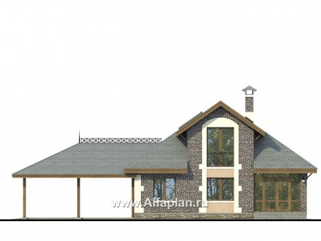 «Замечательный сосед» - проект дома с мансардой из газоблоков, с террасой, с нaвесом на 2 авто - превью фасада дома