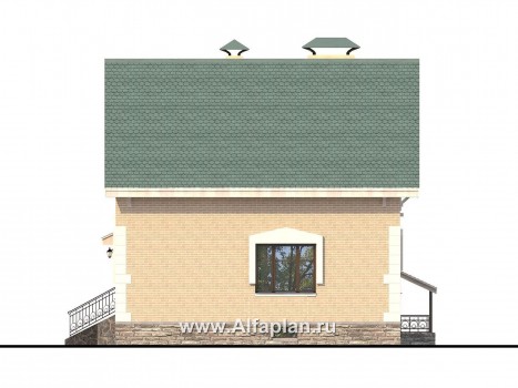 Проекты домов Альфаплан - Кирпичный дом «Оптима плюс» с подвалом - превью фасада №2