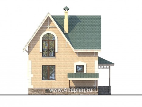 Проекты домов Альфаплан - Кирпичный дом «Оптима плюс» с подвалом - превью фасада №4