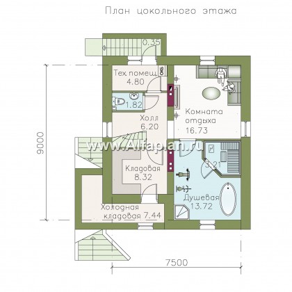 Проекты домов Альфаплан - Кирпичный дом «Оптима плюс» с подвалом - превью плана проекта №1