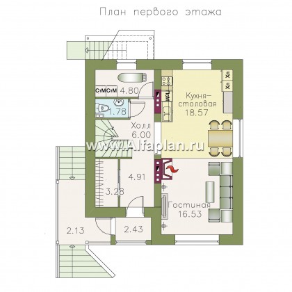 Проекты домов Альфаплан - Кирпичный дом «Оптима плюс» с подвалом - превью плана проекта №2