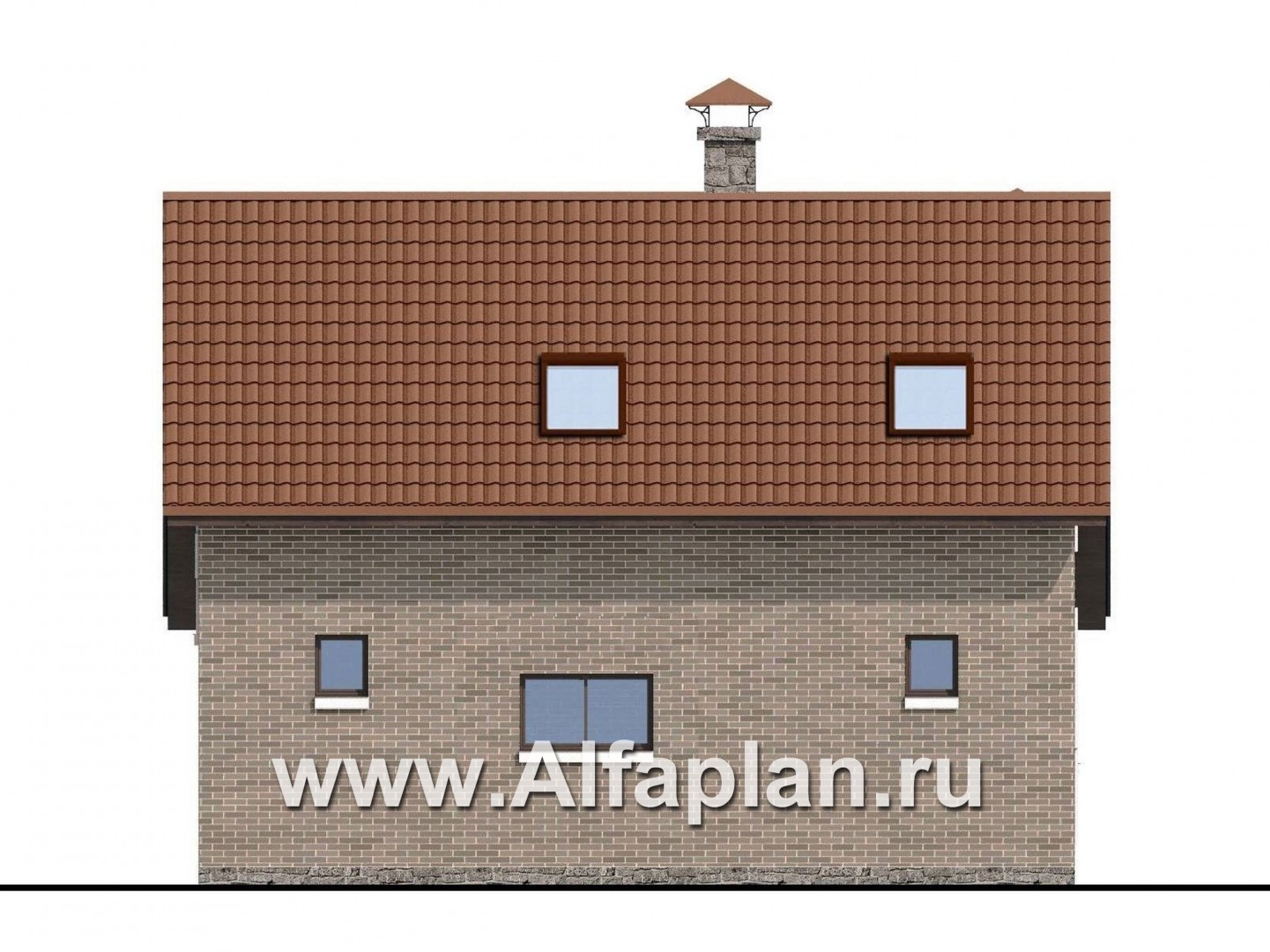 Проекты домов Альфаплан - "Отдых" - проект дома для дачи с мансардой и большой террасой - изображение фасада №2