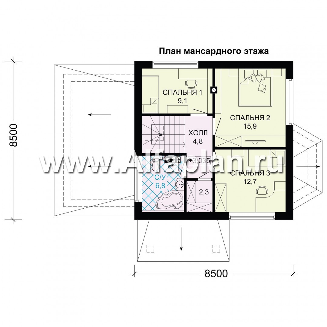Проекты домов Альфаплан - Экономичный дом с гаражом - изображение плана проекта №2