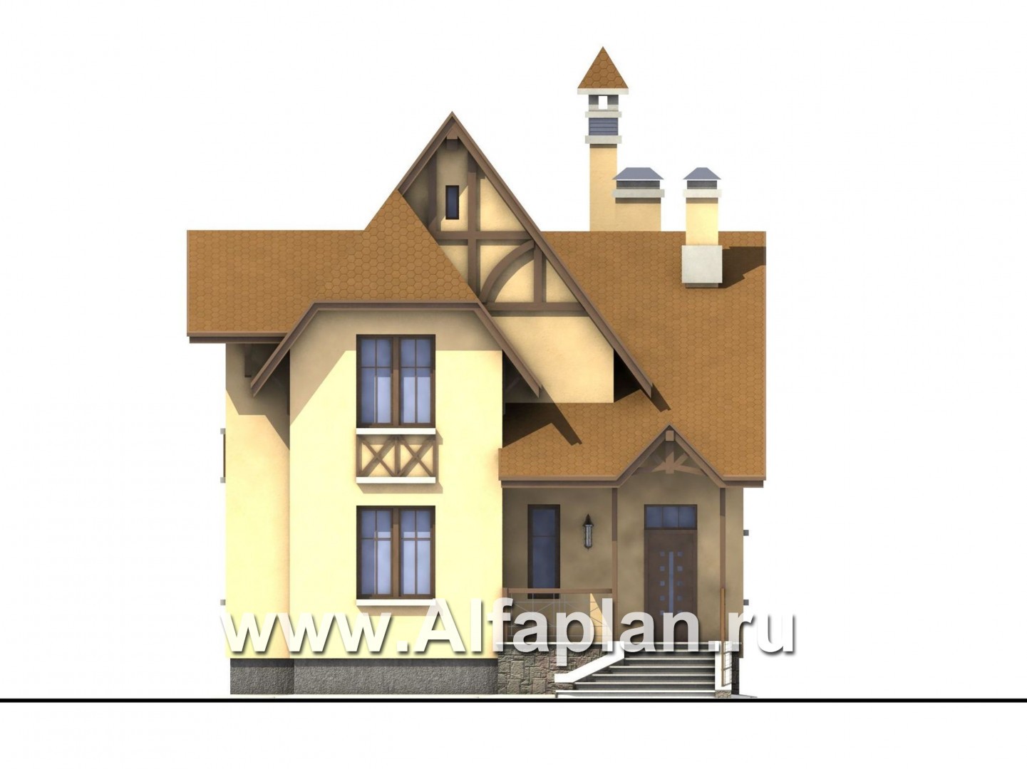 «Вива» - проект дома из кипича, для узкого участка, в стиле фахверк - фасад дома