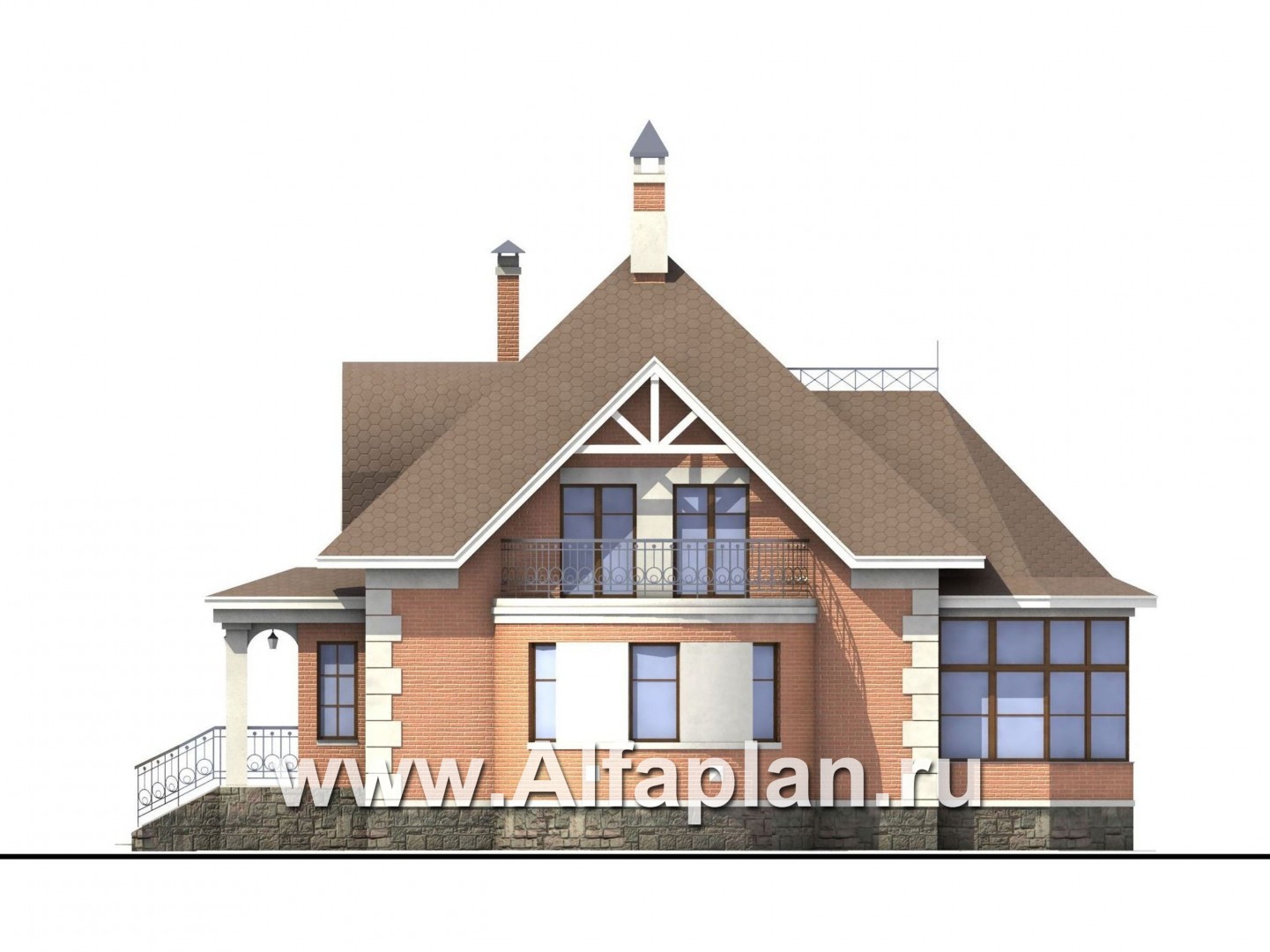 Проекты домов Альфаплан - «Эвита» - респектабельный дом с гаражом - изображение фасада №2