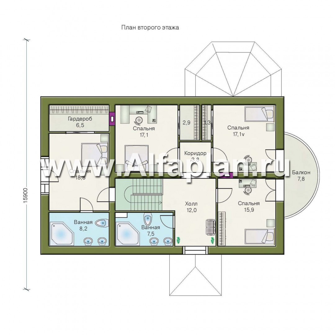 Проекты домов Альфаплан - «Эвита» - респектабельный дом с гаражом - план проекта №2