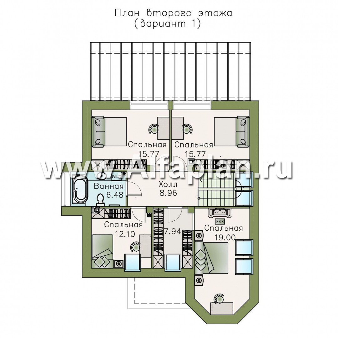 Проекты домов Альфаплан - «Капелла» - современный мансардный дом - план проекта №2