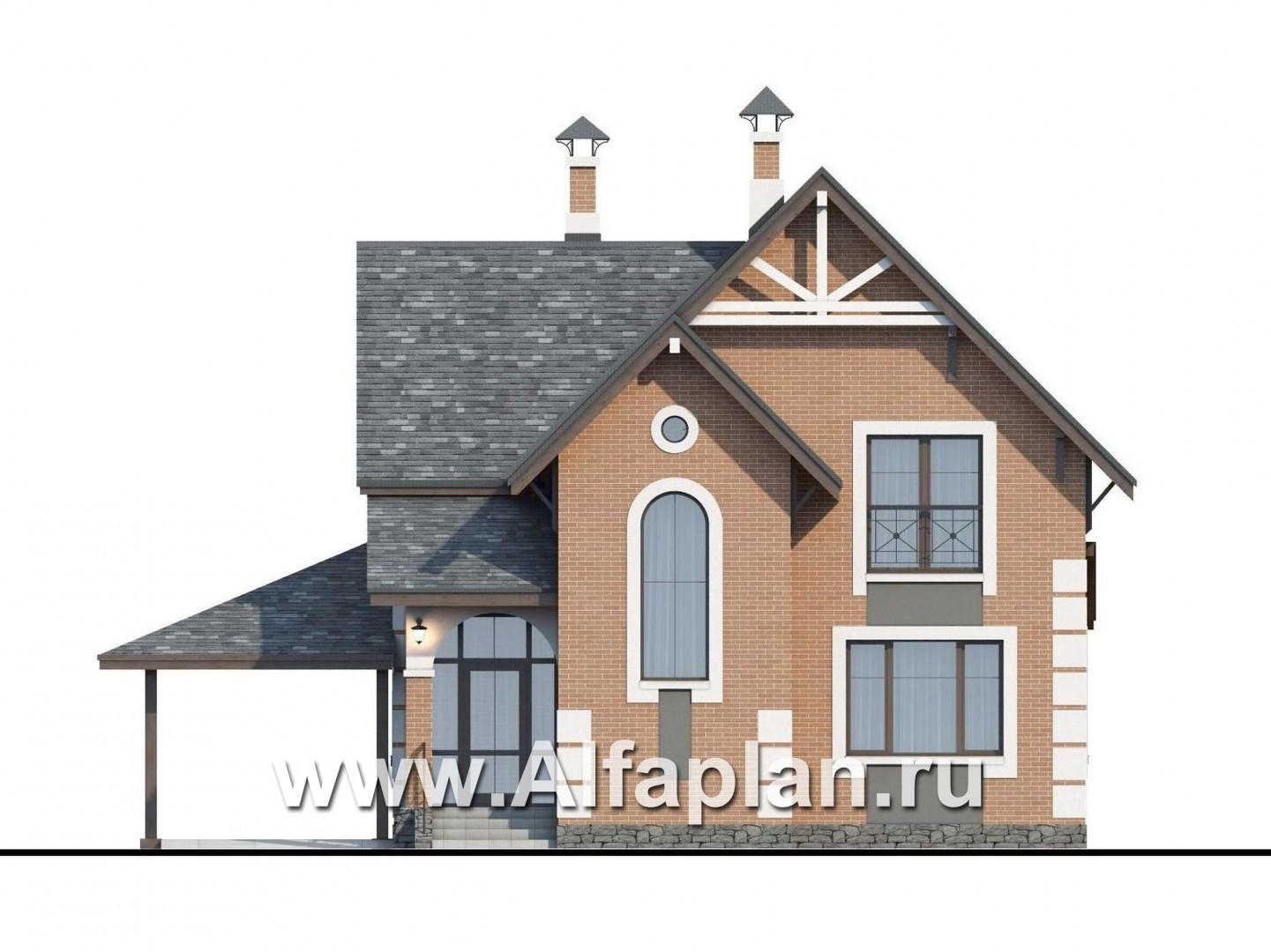Проекты домов Альфаплан - «Приоритет»- элегантный коттедж с идеальным планом - изображение фасада №1