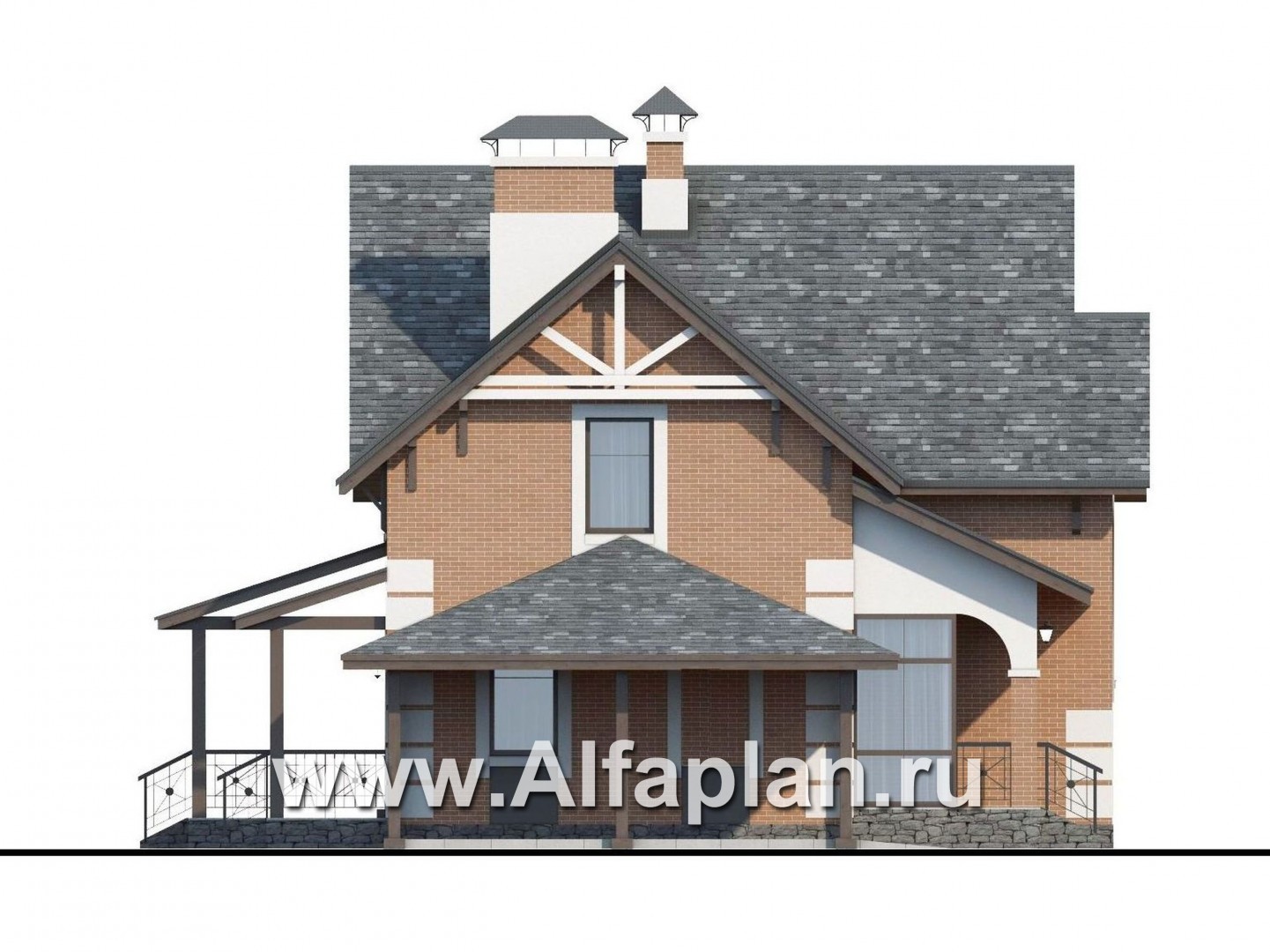 Проекты домов Альфаплан - «Приоритет»- элегантный коттедж с идеальным планом - изображение фасада №3