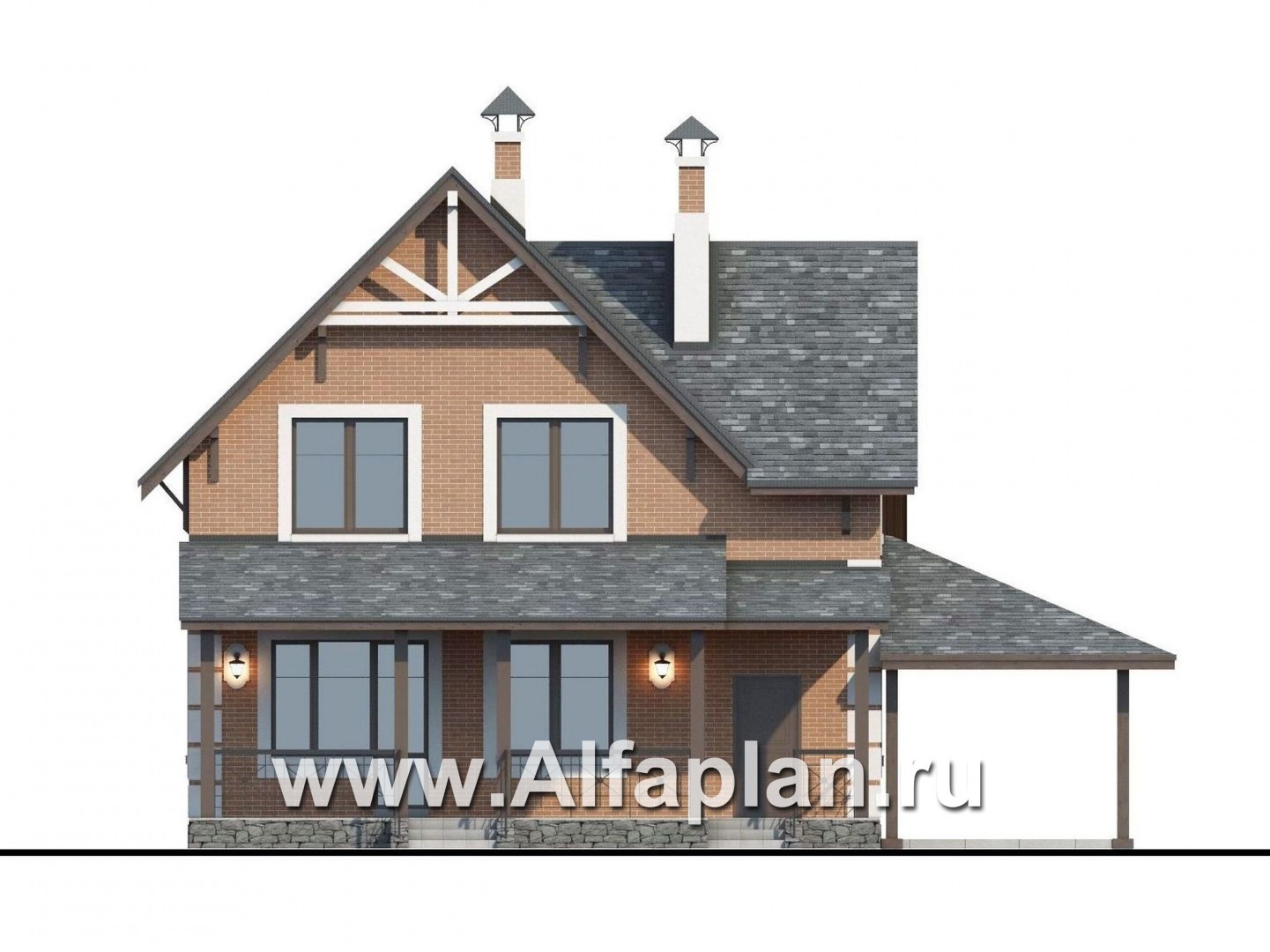 Проекты домов Альфаплан - «Приоритет»- элегантный коттедж с идеальным планом - изображение фасада №4