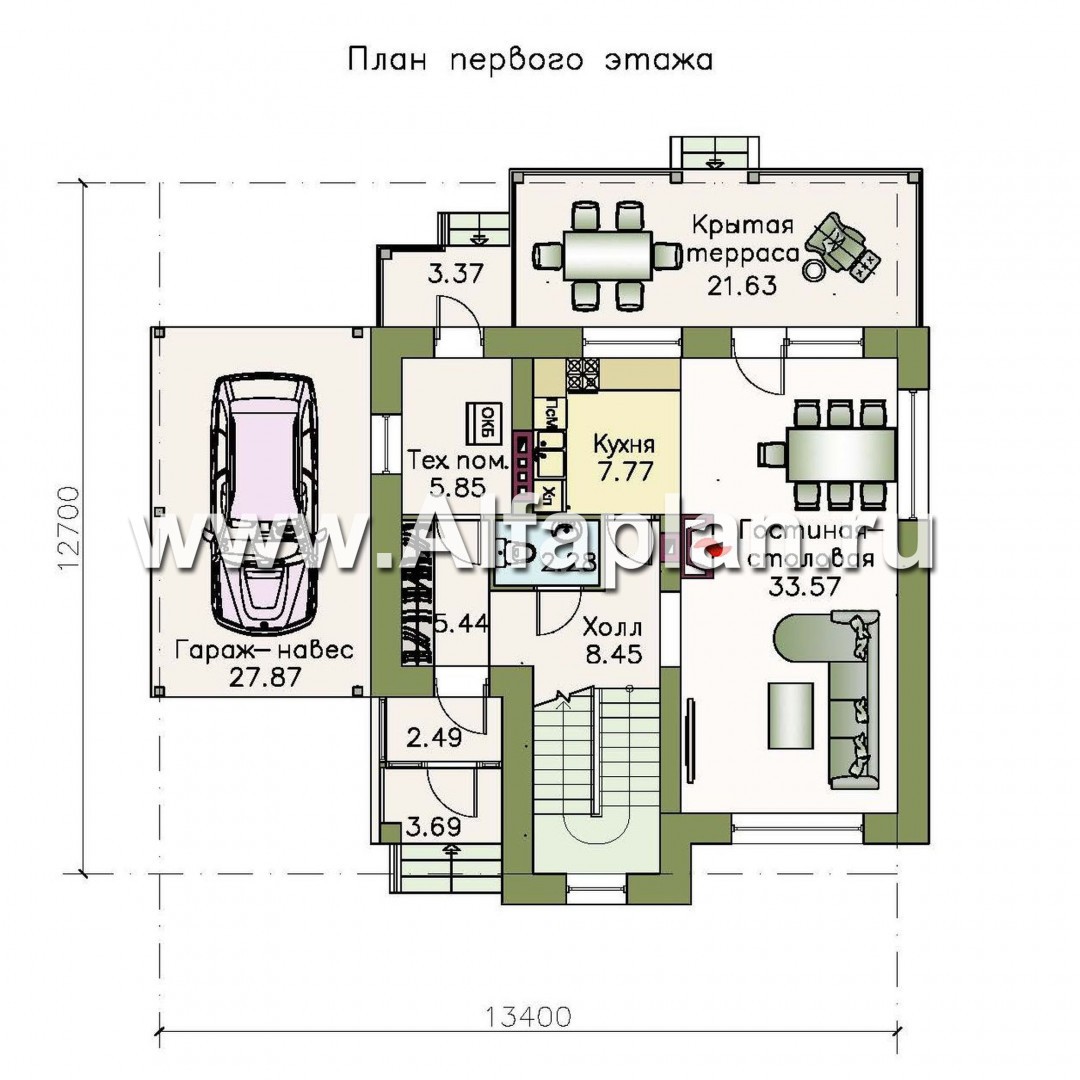 Проекты домов Альфаплан - «Приоритет»- элегантный коттедж с идеальным планом - изображение плана проекта №1