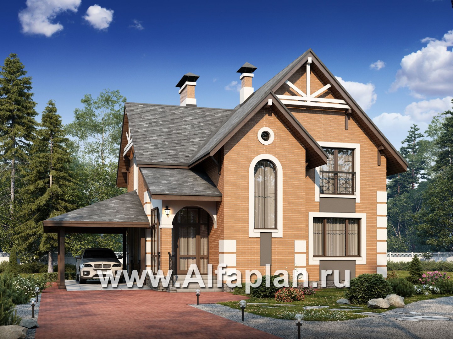 Проекты домов Альфаплан - «Приоритет»- элегантный коттедж с идеальным планом - основное изображение