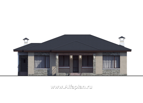 Проекты домов Альфаплан - «Калипсо» - комфортабельный одноэтажный дом c террасой - превью фасада №4