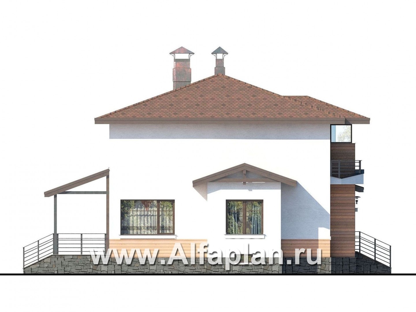 Проекты домов Альфаплан - «Тренд Плюс» - современный загородный дом - изображение фасада №3