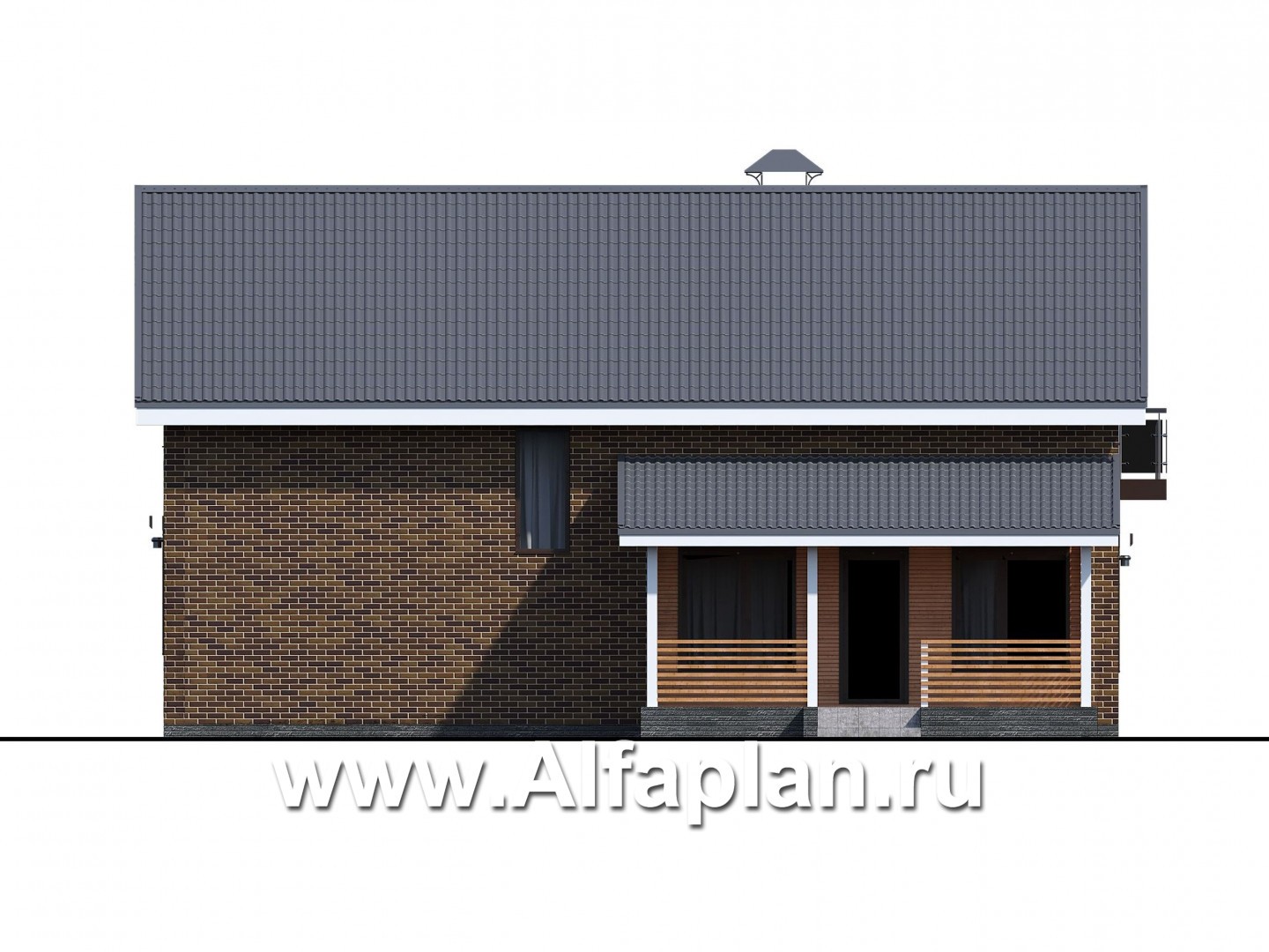 Проекты домов Альфаплан - «Омега» - рациональный коттедж с удобной планировкой - изображение фасада №3