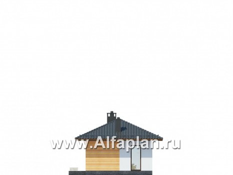 Проект одноэтажного дачного дома из газобетона, 2 спальни, в современном стиле - превью фасада дома