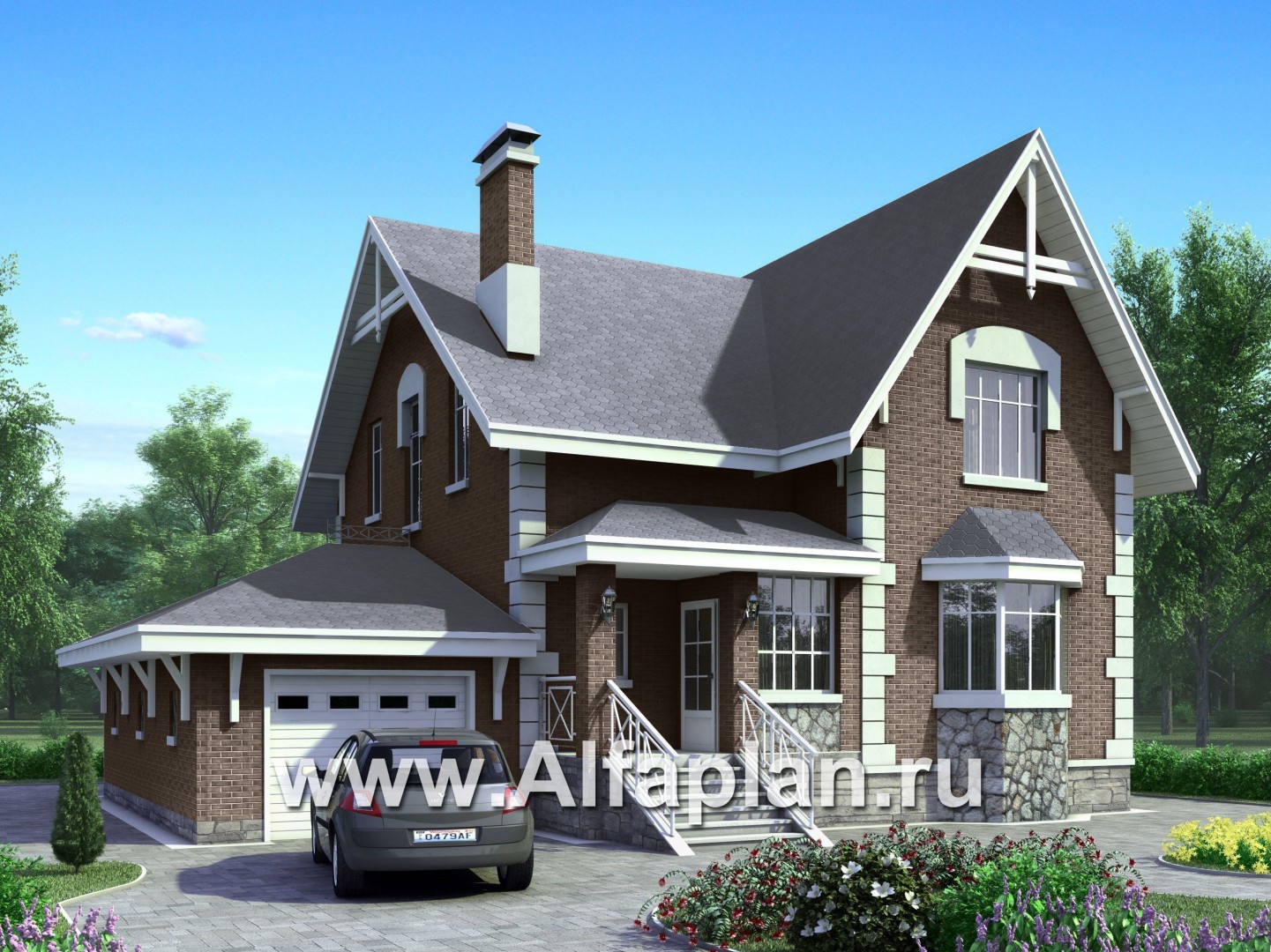 Проекты домов Альфаплан - «Ретростилиса» - рациональный дом с гаражом - дополнительное изображение №1