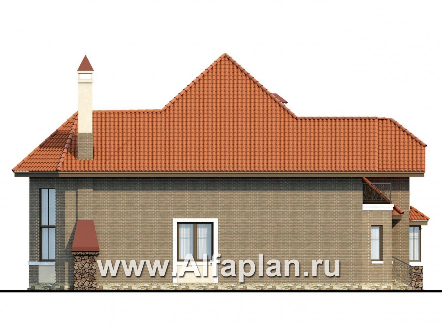 Проекты домов Альфаплан - «Гавань» - комфортабельный дом для большой семьи - изображение фасада №3