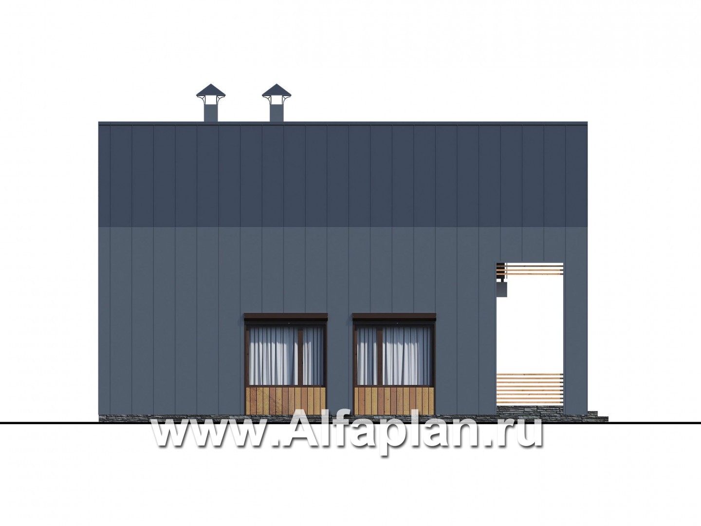 Проекты домов Альфаплан - «Сигма» - стильный двухэтажный каркасный дом - изображение фасада №3