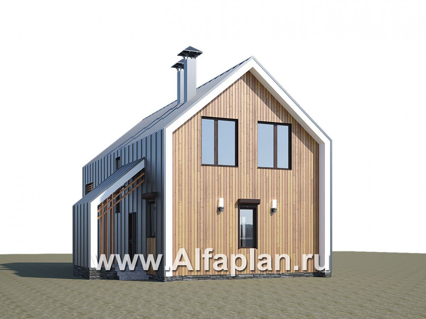 Проекты домов Альфаплан - «Сигма» - стильный двухэтажный каркасный дом - дополнительное изображение №2