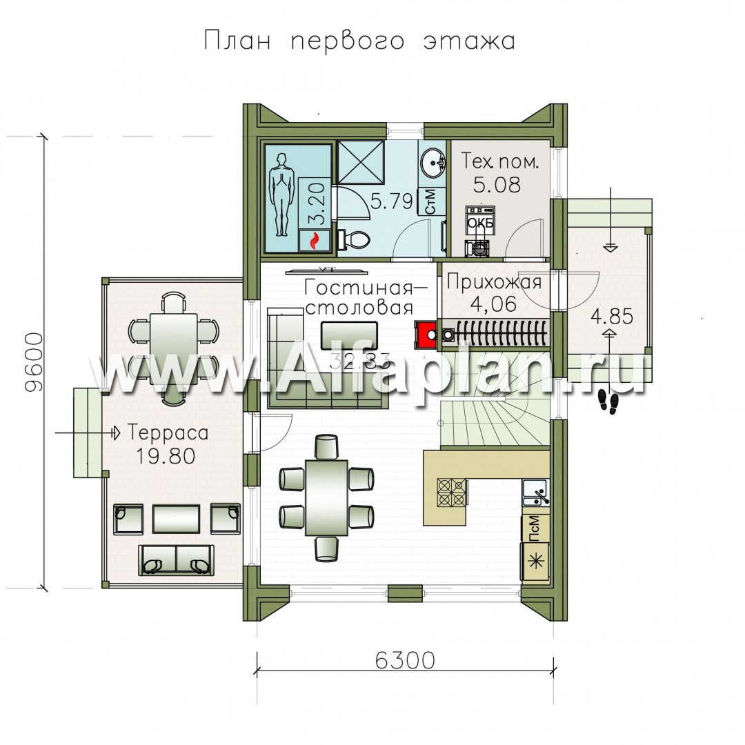 «Сигма» - проект двухэтажного каркасного домав скандинавском стиле - план дома