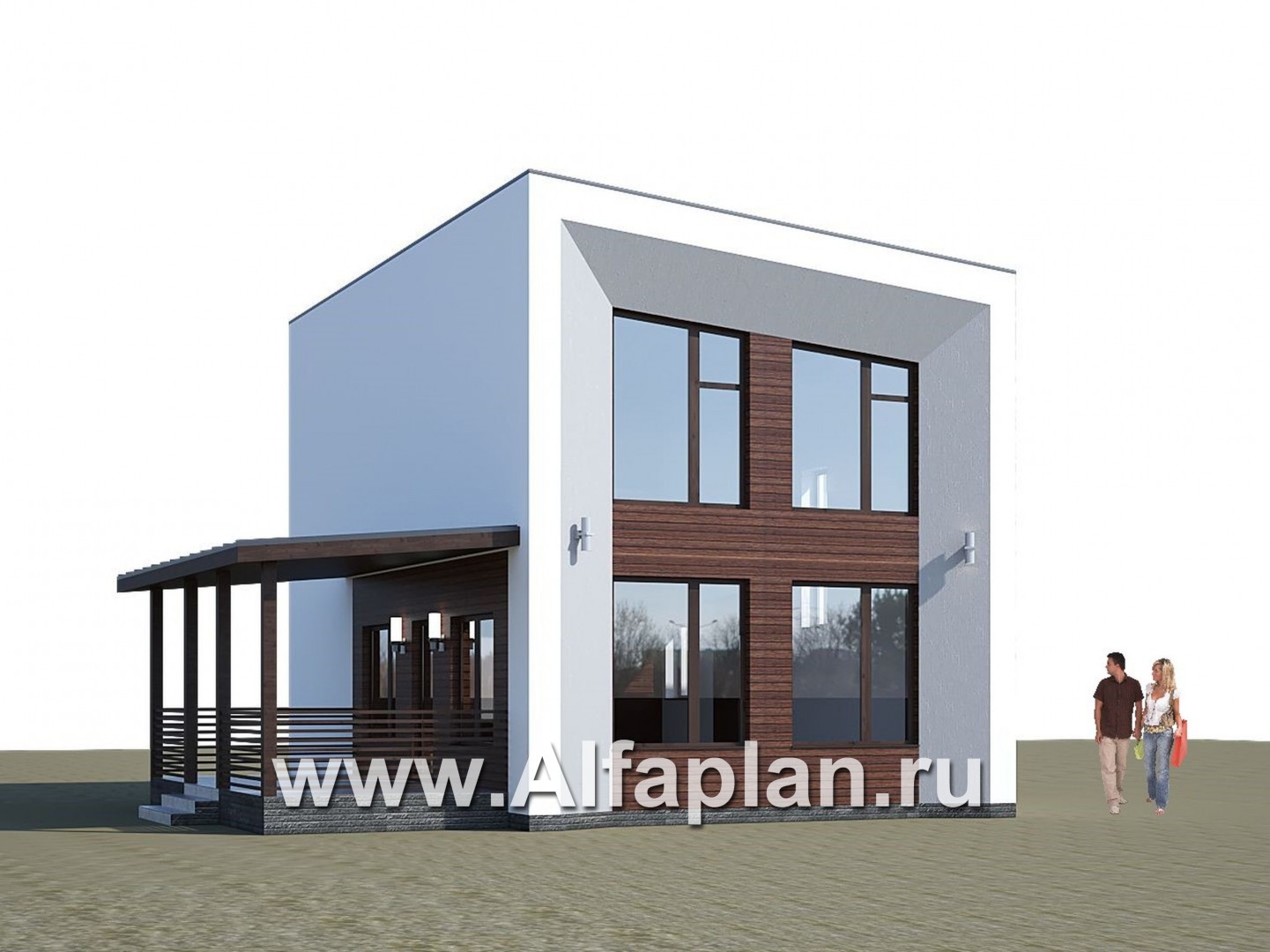 «Сигма» - проект двухэтажного каркасного домав скандинавском стиле - дизайн дома №1