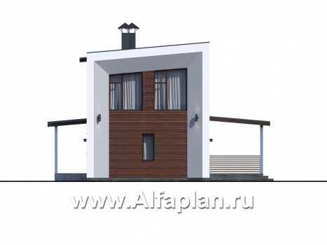 Проекты домов Альфаплан - «Сигма» - футуристичный дом в два этажа - превью фасада №4