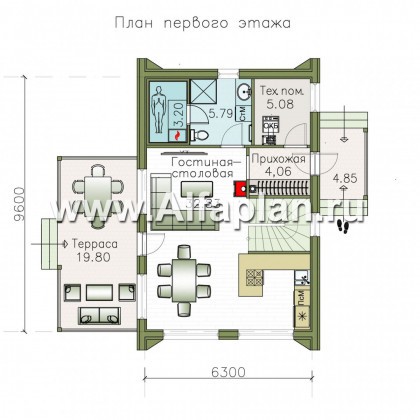 «Сигма» - проект двухэтажного каркасного домав скандинавском стиле - превью план дома