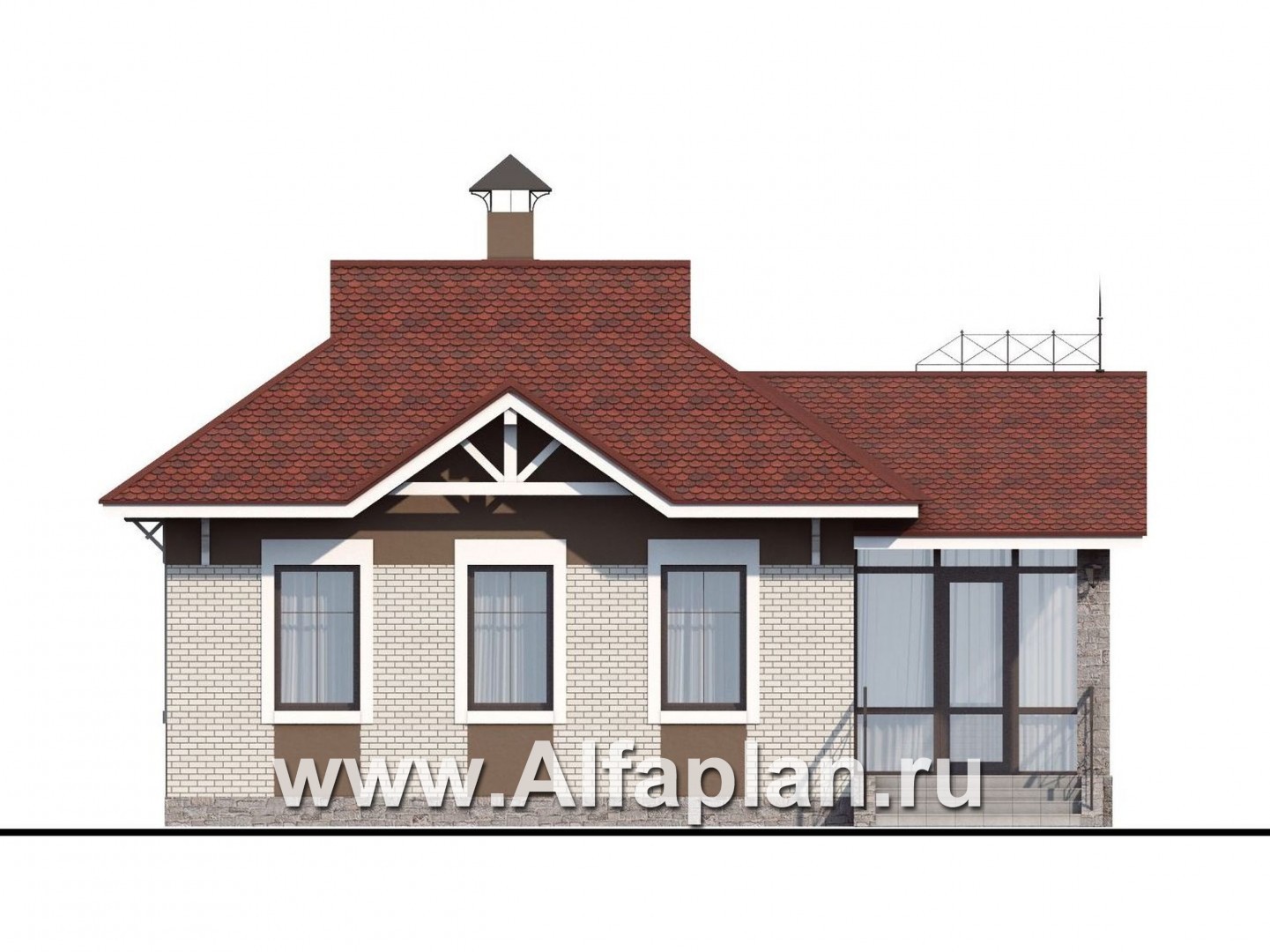 Проекты домов Альфаплан - Кирпичный дом «Карат» - изображение фасада №1