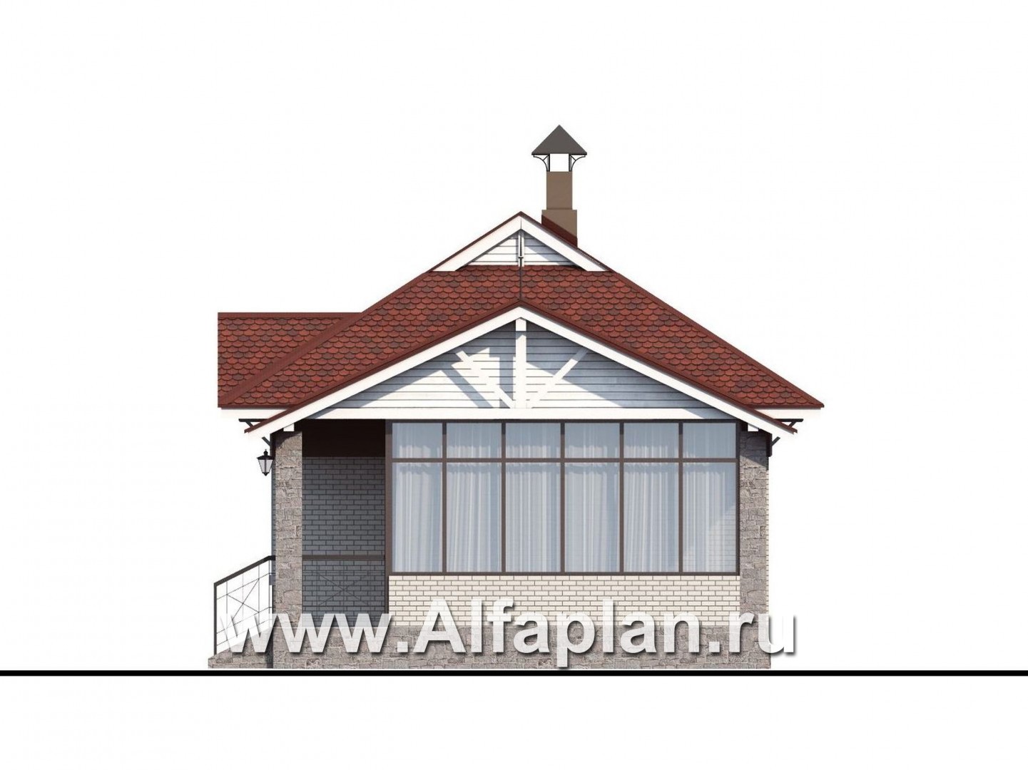 Проекты домов Альфаплан - Кирпичный дом «Карат» - изображение фасада №2