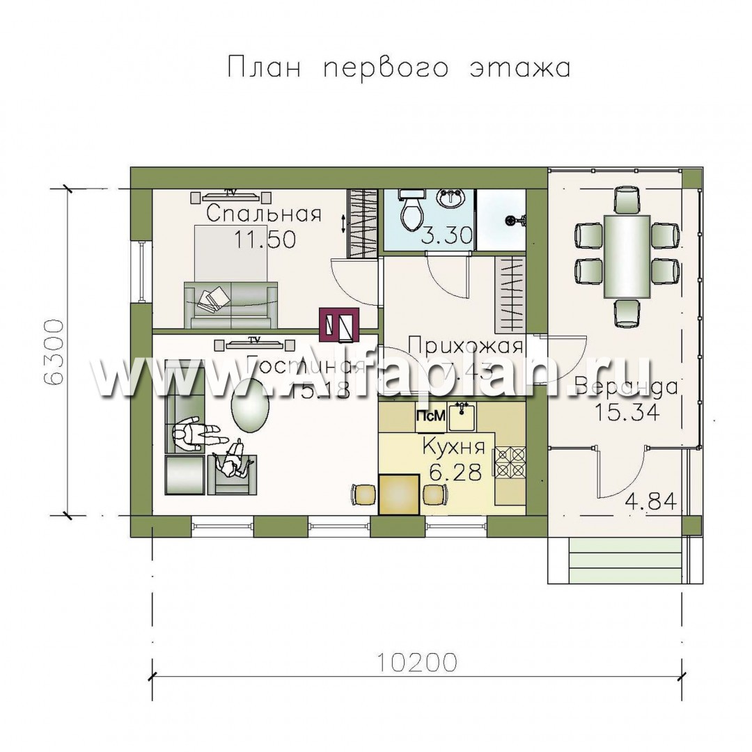 Проекты домов Альфаплан - Кирпичный дом «Карат» - изображение плана проекта №1