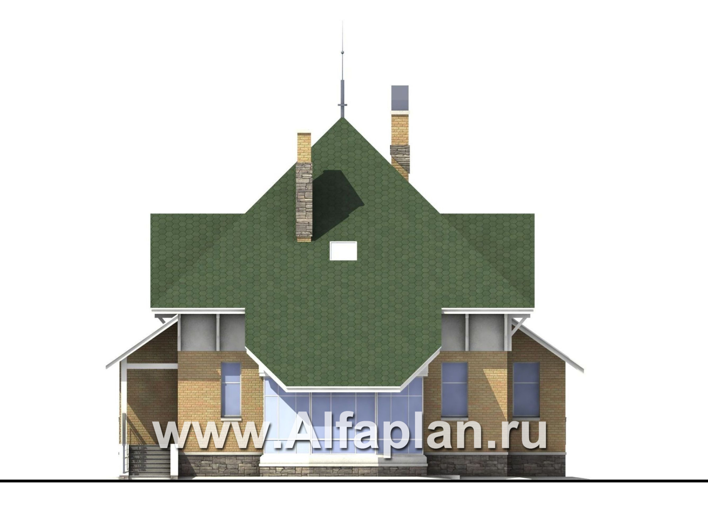 Проекты домов Альфаплан - «Петит» - проект дома с полукруглым эркером - изображение фасада №4