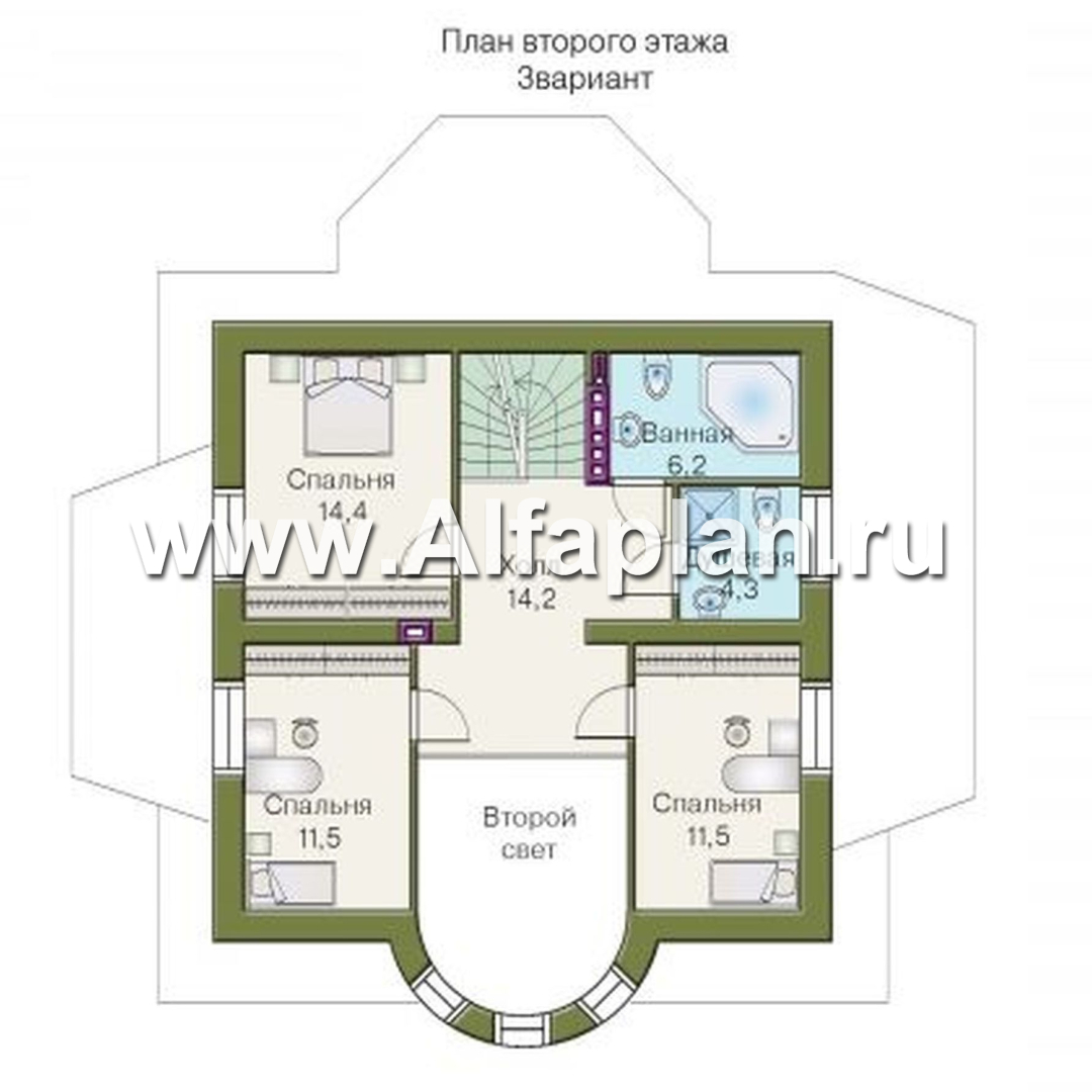 Проекты домов Альфаплан - «Петит» - проект дома с полукруглым эркером - план проекта №4