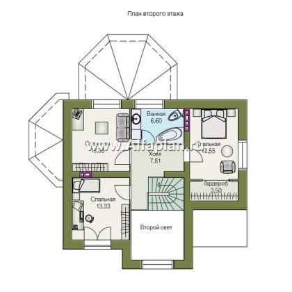 Проекты домов Альфаплан - «Эйваро»- проект коттеджа с двусветной  столовой - превью плана проекта №2