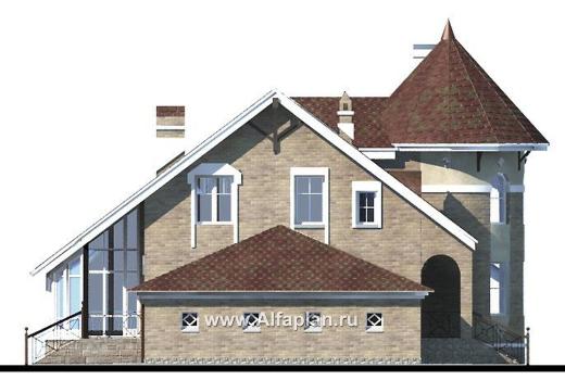 Проекты домов Альфаплан - «Камелот» -  загородный дом с угловой «башней» - превью фасада №3