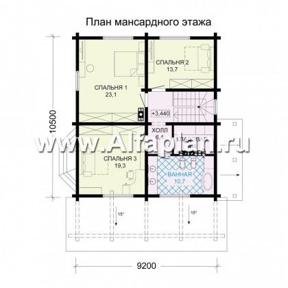 Проекты домов Альфаплан - Компактный деревянный дом с цоколем - превью плана проекта №3