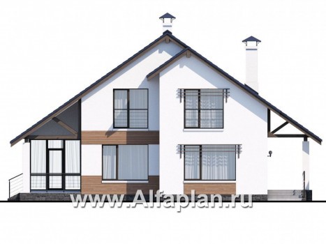 «Счастье рядом» - проект  дома с мансардой, с террасой, в современном стиле - превью фасада дома