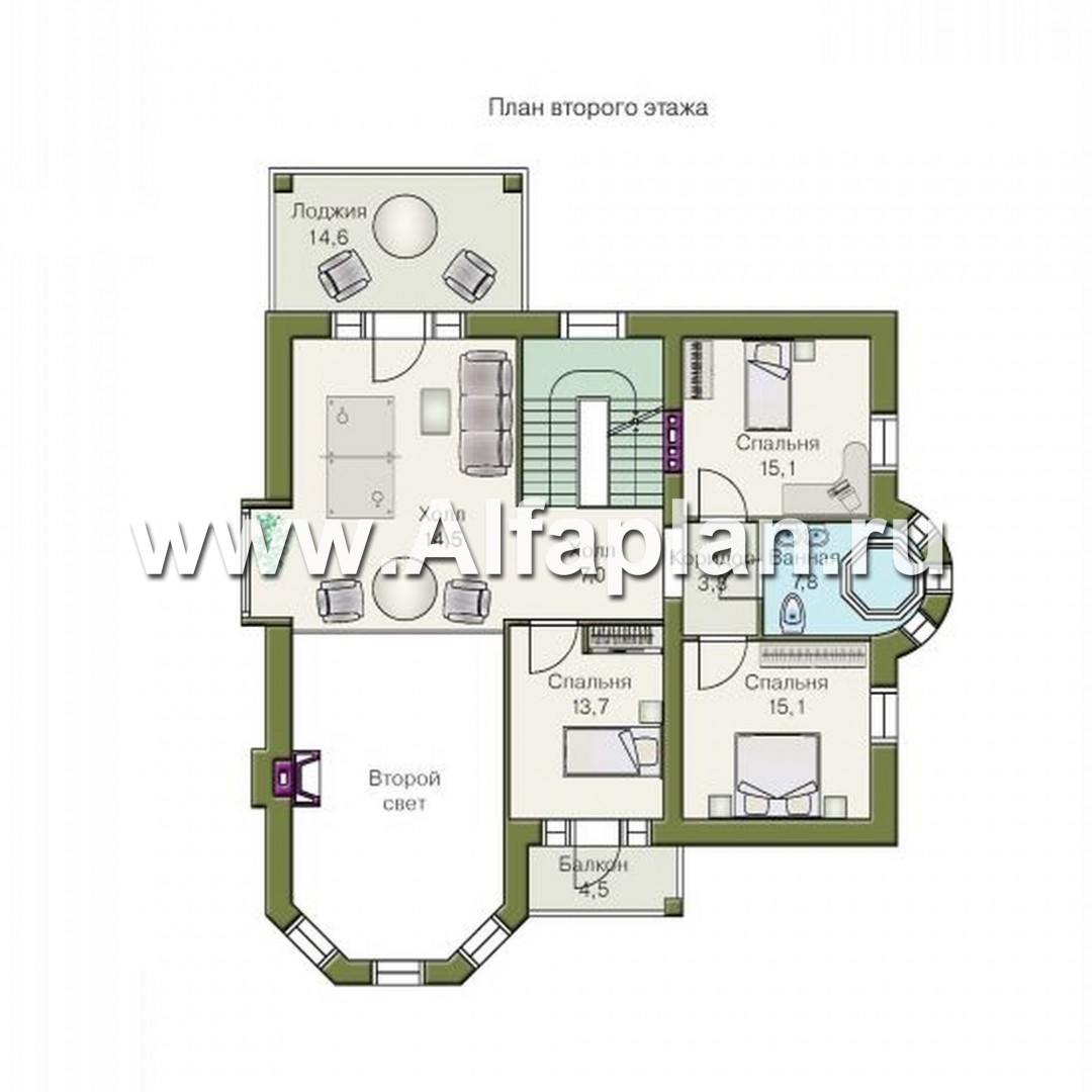Проекты домов Альфаплан - «Консул» - изящный дом для солидных людей - изображение плана проекта №2