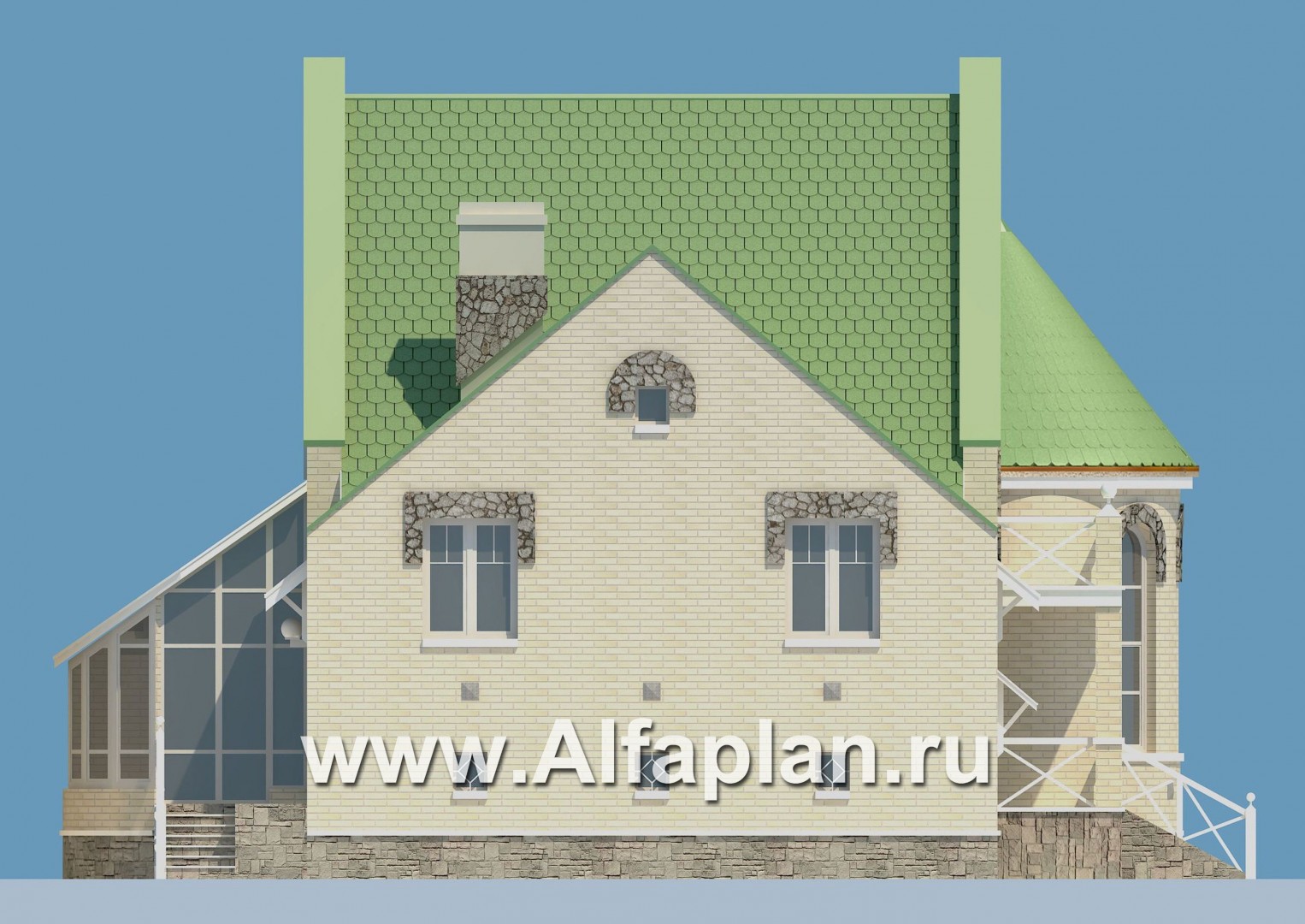 Проекты домов Альфаплан - «Онегин» - представительный загородный дом - изображение фасада №3