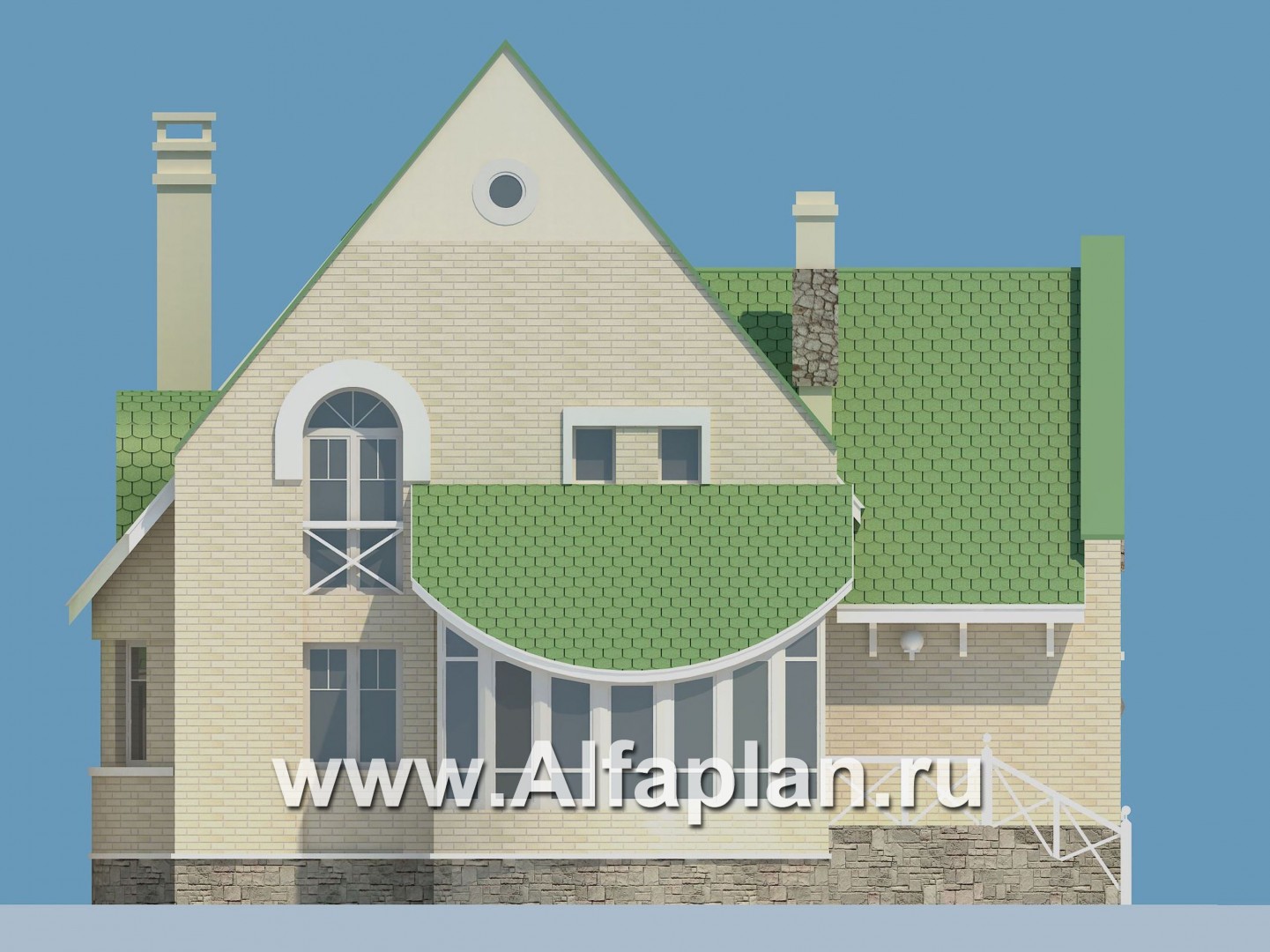 Проекты домов Альфаплан - «Онегин» - представительный загородный дом - изображение фасада №4