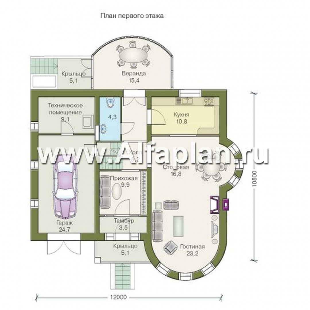 Проекты домов Альфаплан - «Онегин» - представительный загородный дом - план проекта №1