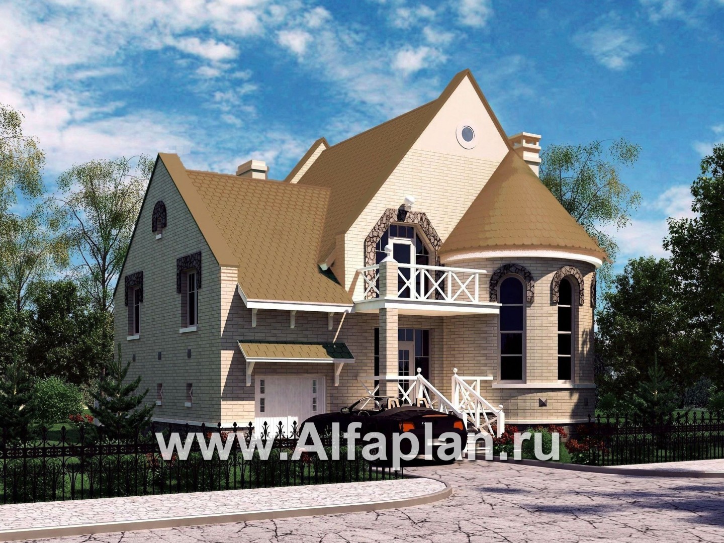 Проекты домов Альфаплан - «Онегин» - представительный загородный дом - основное изображение