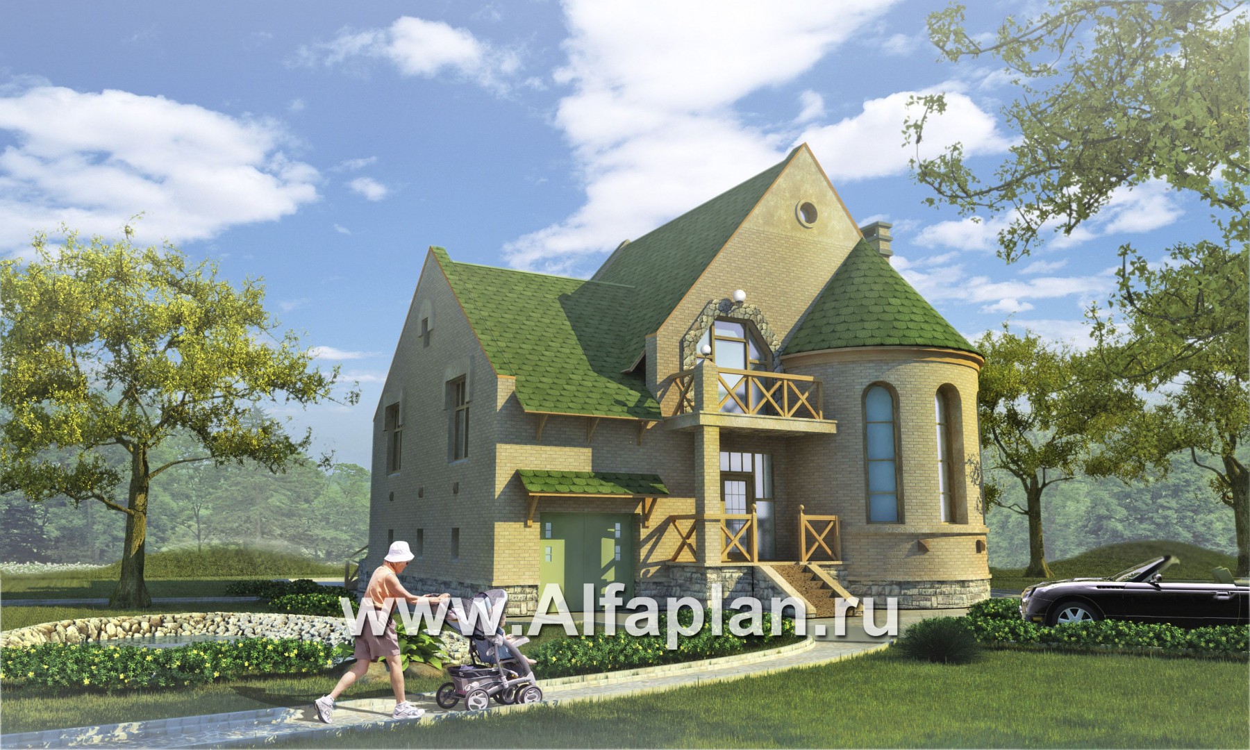 Проекты домов Альфаплан - «Онегин» - представительный загородный дом - дополнительное изображение №2