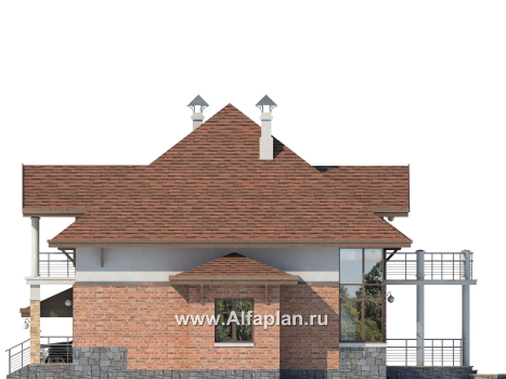 Проекты домов Альфаплан - «Брилланте» - яркий  коттедж с пирамидальной кровлей - превью фасада №2