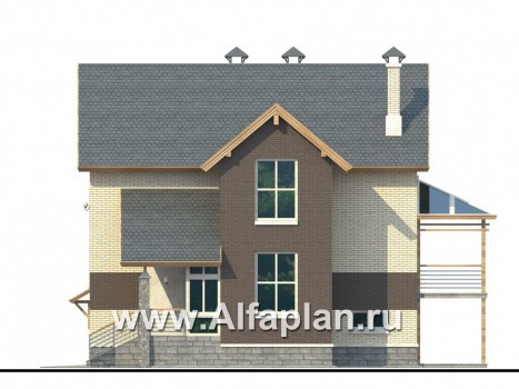 Проекты домов Альфаплан - «Экспрофессо»- компактный трехэтажный коттедж - превью фасада №2