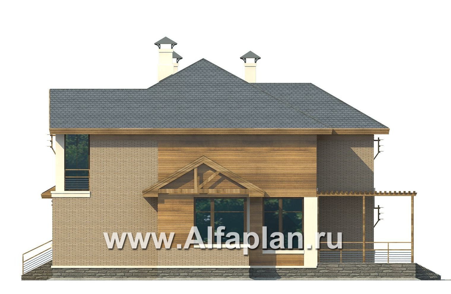 Проекты домов Альфаплан - «Вектор» - современный загородный коттедж - изображение фасада №2